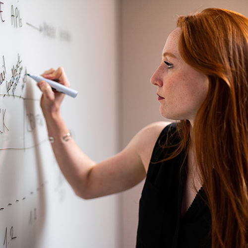 teacher writing on a white board